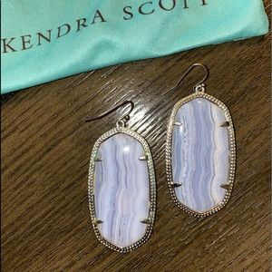 Kendra Scott Elle silver earrings Blue lace agate